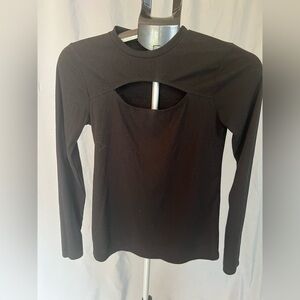Entro Black Long Sleeve Cut-Out Top
